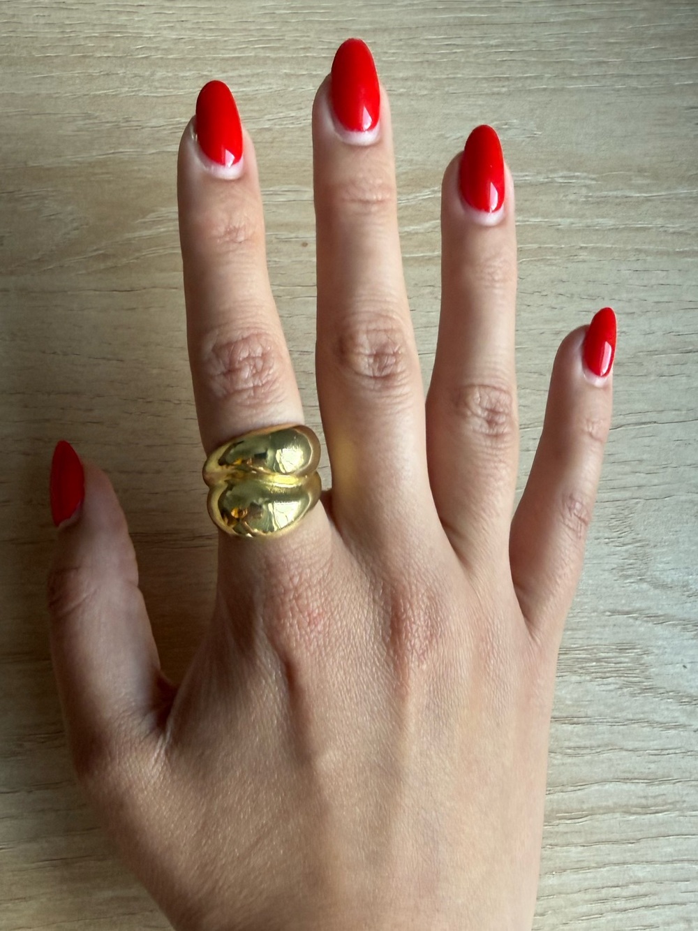 Gold Stainless Steel Sculpted Dome Adjustable Ring - Women Jewelry